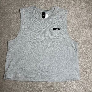 Adidas Women's Sleeveless Cropped Tank Top Grey Medium